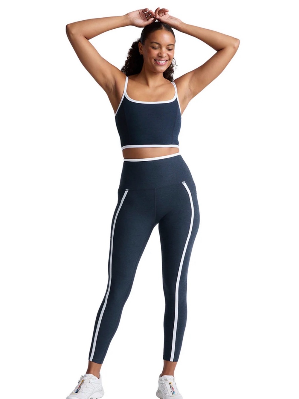 Beyond Yoga Navy Spacedye New Moves High Cropped Tank - Picture 2 of 6